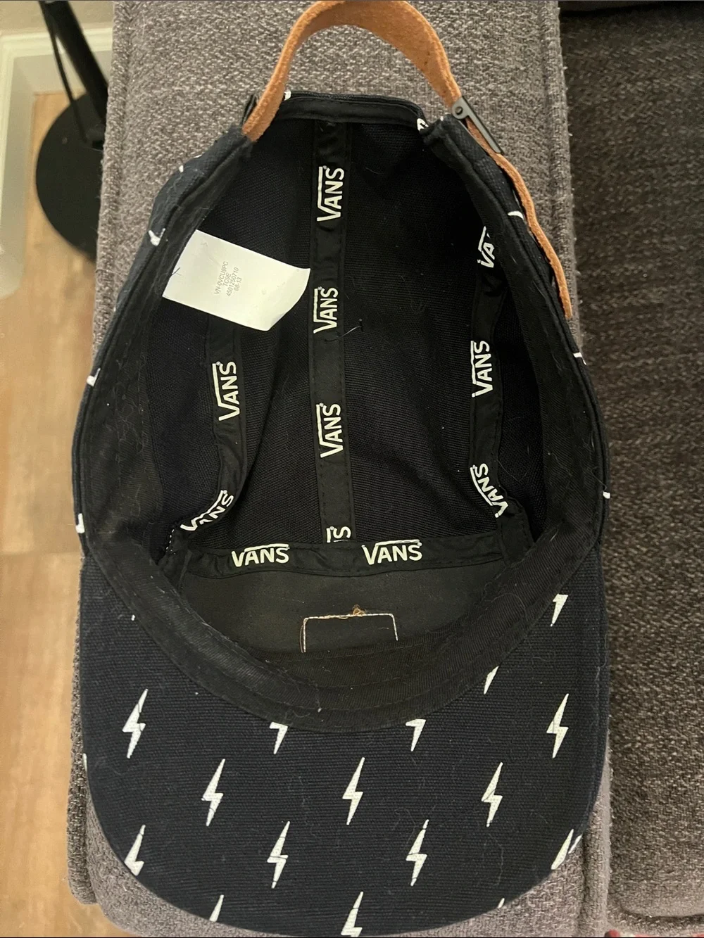 Vans Black Cap for Men or Women with White Lightning Bolts